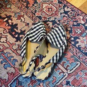 Talbots Black and White Checkered Slingback Flats